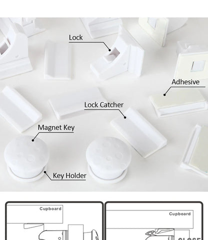 Baby Safety Lock Invisible Lock Kids Security Drawer Latch Cabinet Door Magnetic Child Safety Lock Limiter  Children Protection