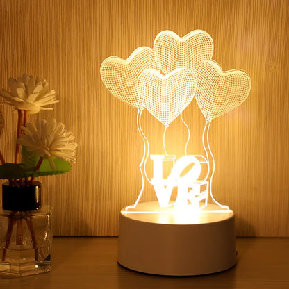 3D Cute Kids DIY Lamp LED Night Light Valentines Day Gift Wedding Decoration Baby Shower Kids Birthday Party Rabbit Easter Decor