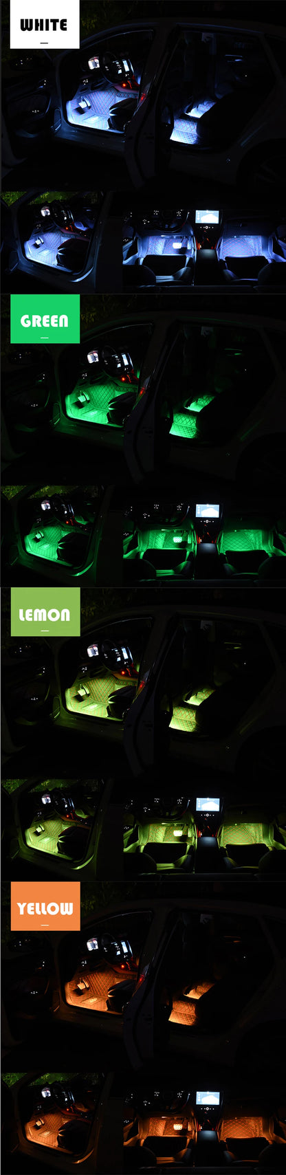48 LED Remote App Control Light Strip DIY Mode and Music Sync Under Dash Lighting With USB Car Charger DC12V Interior Lights