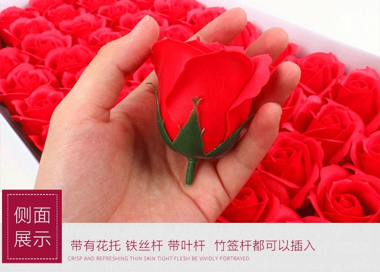 50 Pieces 5 CM Artificial soap flower Wedding Home decoration accessories Diy Festival Candy box Bath flower Scrapbooking Brooch