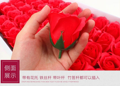 50 Pieces 5 CM Artificial soap flower Wedding Home decoration accessories Diy Festival Candy box Bath flower Scrapbooking Brooch