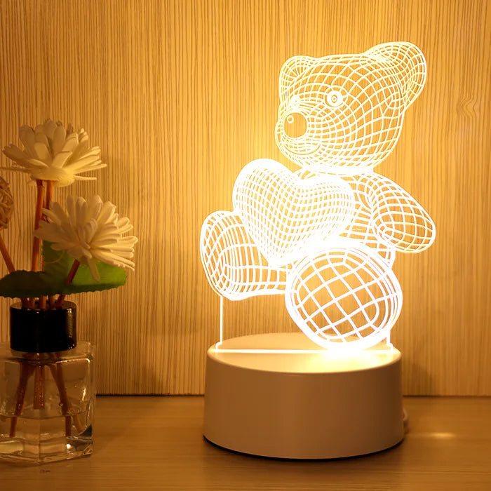 3D Cute Kids DIY Lamp LED Night Light Valentines Day Gift Wedding Decoration Baby Shower Kids Birthday Party Rabbit Easter Decor
