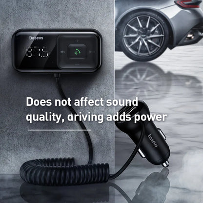 Transmisor modulador FM Baseus con Bluetooth 5.0, radio FM, cargador USB de 3,1 A, kit manos libres para coche, transmisor FM de audio auxiliar inalámbrico