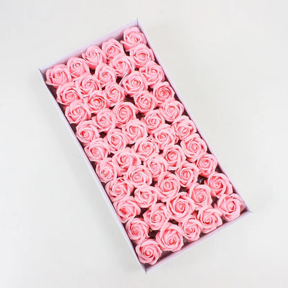 50 Pieces 5 CM Artificial soap flower Wedding Home decoration accessories Diy Festival Candy box Bath flower Scrapbooking Brooch