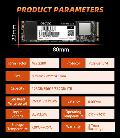 OSCOO M.2 NVME ssd M2 1TB PCIe NVME SSD 128GB 512GB 256gb Solid State Drive 2280 Internal Hard Disk hdd for Desktop PC Notebook