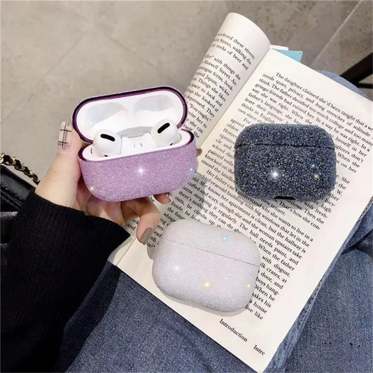 3D cute matte particles glitter sequins diamond hard PC cover for airpods pro case air pods pro 3 wireless charging luxury coque