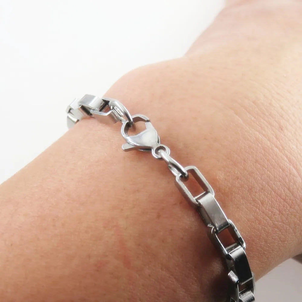 5mm 6mm Width Box Chain Men's Big Bracelet Fashion Jewelry