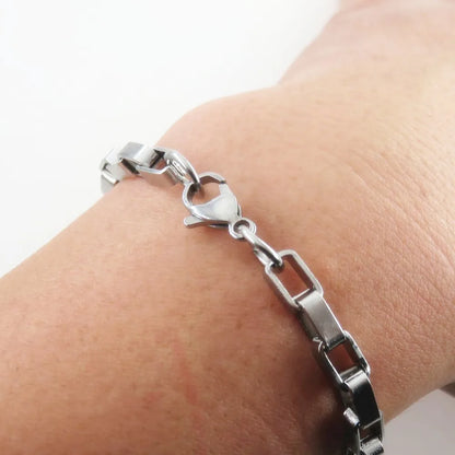 5mm 6mm Width Box Chain Men's Big Bracelet Fashion Jewelry