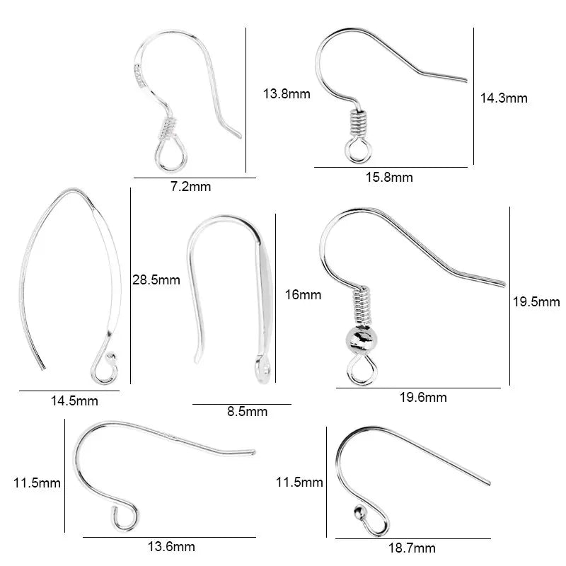 925 Sterling Silver Ear Hooks DIY Earring Findings 925 Silver Earrings Clasps Fittings DIY Jewelry Making Supplies Accessories