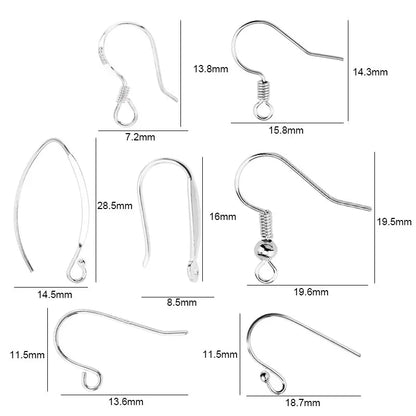 925 Sterling Silver Ear Hooks DIY Earring Findings 925 Silver Earrings Clasps Fittings DIY Jewelry Making Supplies Accessories