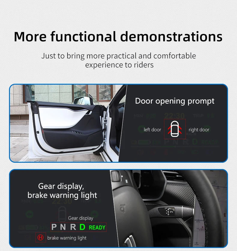 Adapt model3&Y heads-up display speed time power gear synchronization hd projection dashboard