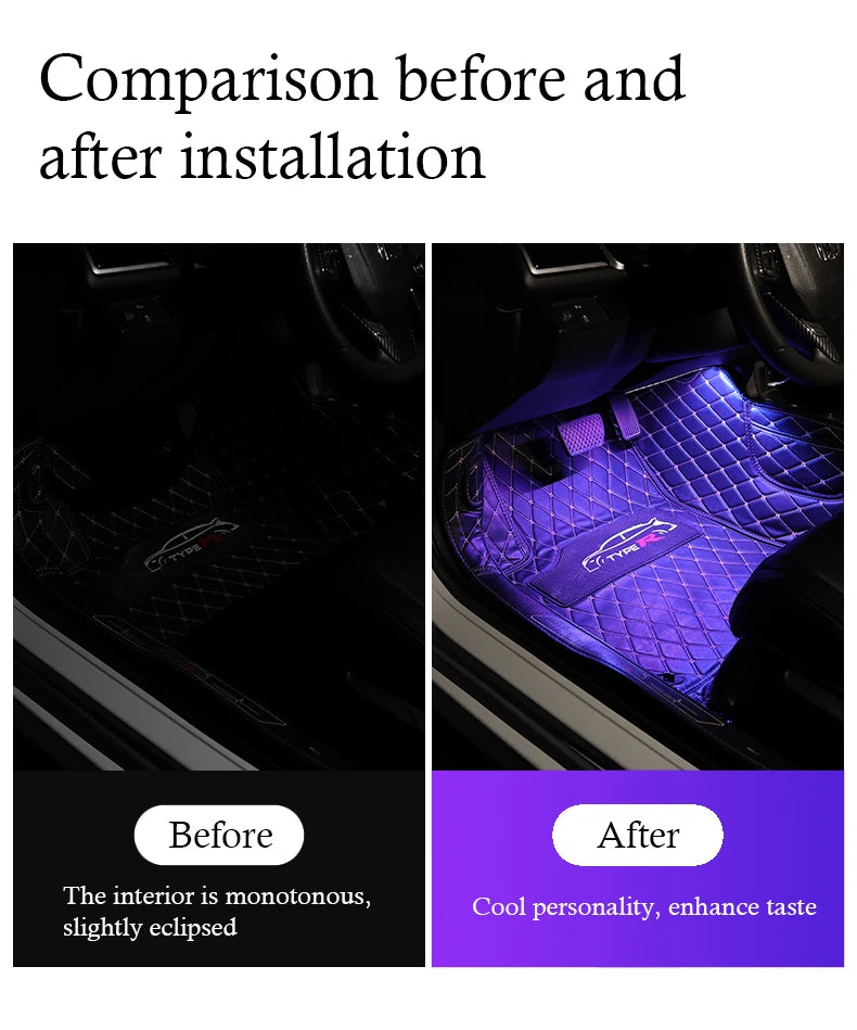 Universal Car Foot Led Atmosphere Light USB Music Voice Control Rhythm Lamp Car Interior  Decoration Car Modification