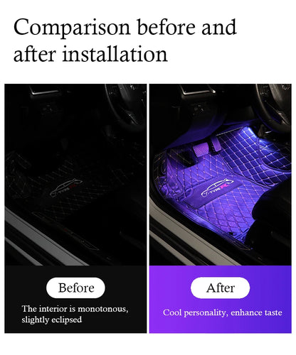 Universal Car Foot Led Atmosphere Light USB Music Voice Control Rhythm Lamp Car Interior  Decoration Car Modification
