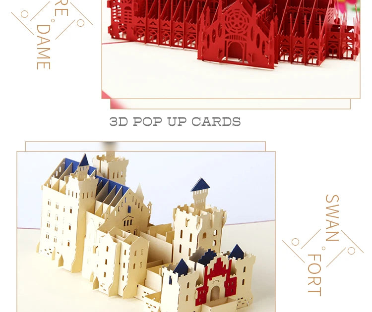 3D Pop UP Invitations Card 3D Paper World Attractions Birthday Greeting Cards 3D Tourist Postcard Save The Date Boy Gift Card