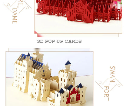 3D Pop UP Invitations Card 3D Paper World Attractions Birthday Greeting Cards 3D Tourist Postcard Save The Date Boy Gift Card