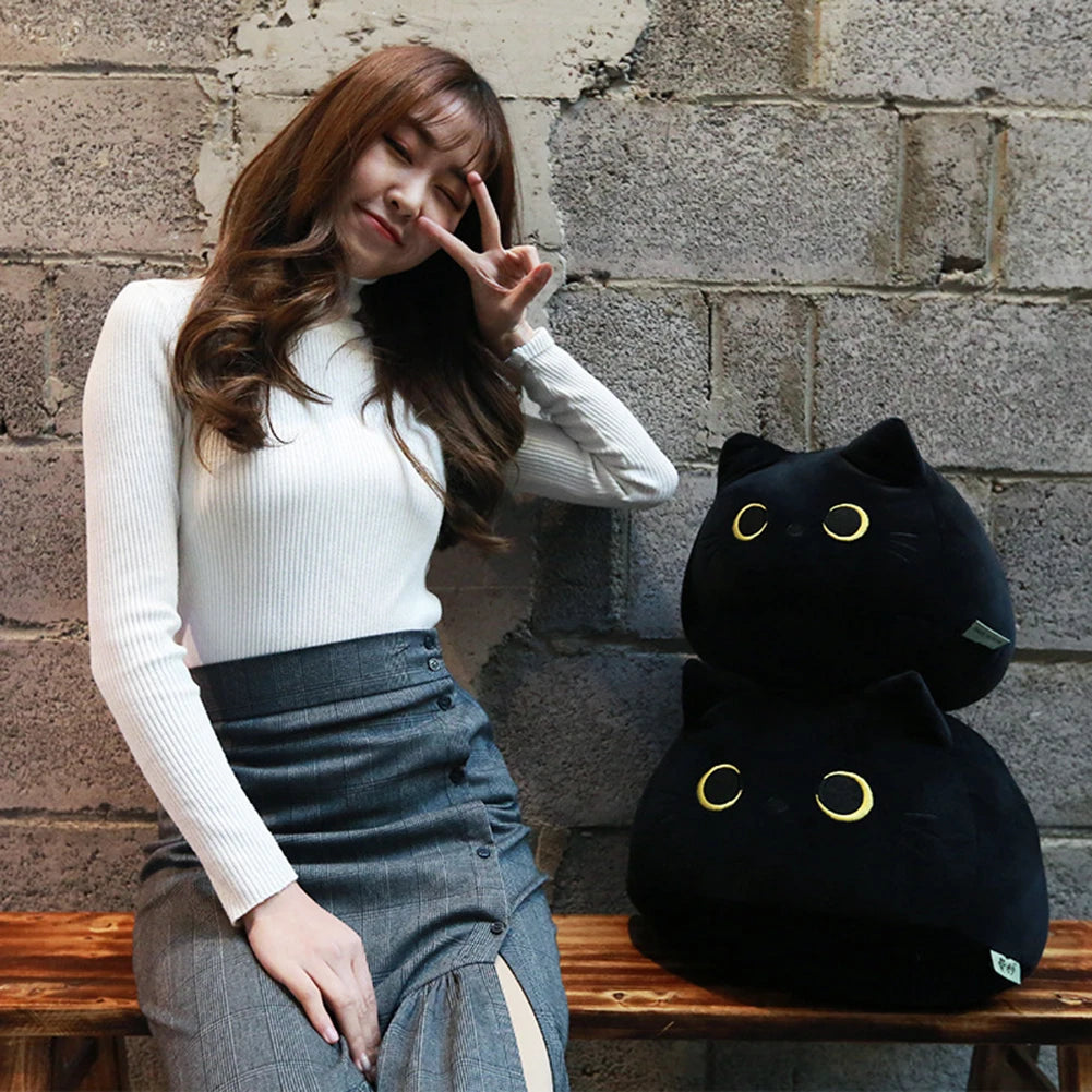 Black Cat Plush Toy Soft Kawaii Plushie Anime Pillows Lovely Cartoon Animal Stuffed Doll Girls Valentine Day Gifts Ornaments