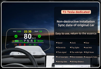 Adapt model3&Y heads-up display speed time power gear synchronization hd projection dashboard