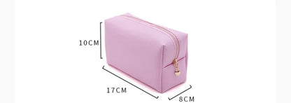 Women Cosmetic Bag Waterproof PU Leather Solid Color Makeup Pouch Travel Portable Wash Toiletry Storage Bag Organizer Purse 2025