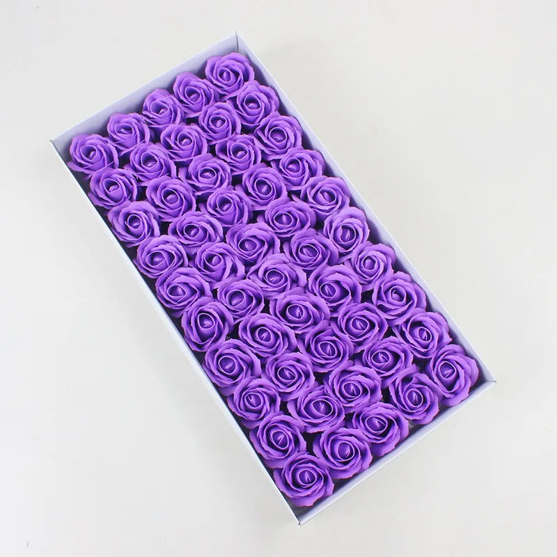 50 Pieces 5 CM Artificial soap flower Wedding Home decoration accessories Diy Festival Candy box Bath flower Scrapbooking Brooch
