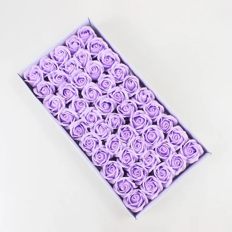 50 Pieces 5 CM Artificial soap flower Wedding Home decoration accessories Diy Festival Candy box Bath flower Scrapbooking Brooch
