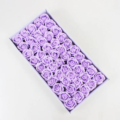 50 Pieces 5 CM Artificial soap flower Wedding Home decoration accessories Diy Festival Candy box Bath flower Scrapbooking Brooch