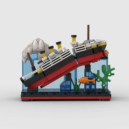 RMS Cruise Sank Titanic Break In Half With Case Model Sets Ship Building Blocks MOC Shipwreck Boat Construction Kid Toys Gifts