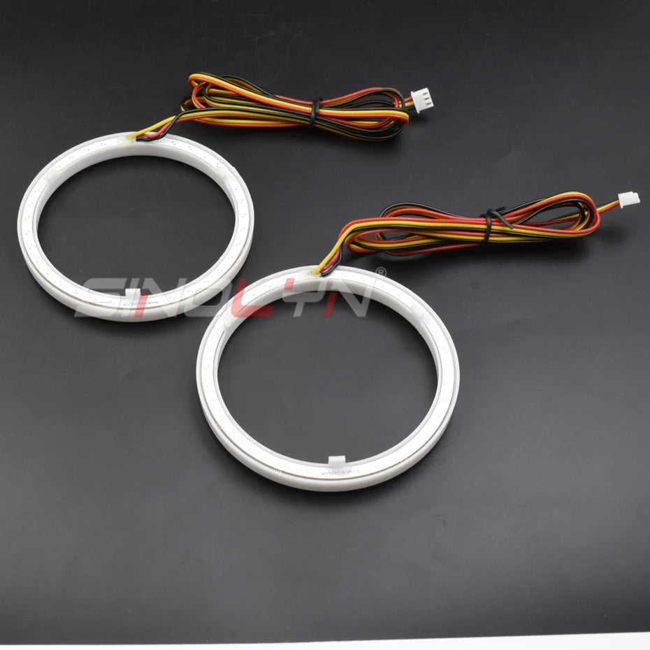 Sinolyn RGB Revolving Dynamic Cotton Angel Eyes Sequential Flowing Bluetooth -compatible APP Control 4 LED Rings 80/90/95/100mm