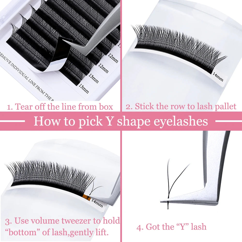 Vente en gros 10 pièces/lot extension de cils en forme de YY faux cils construction maille entourage croix YY/VV cils pointe fendue fournitures de maquillage