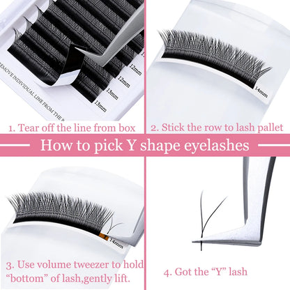 Vente en gros 10 pièces/lot extension de cils en forme de YY faux cils construction maille entourage croix YY/VV cils pointe fendue fournitures de maquillage