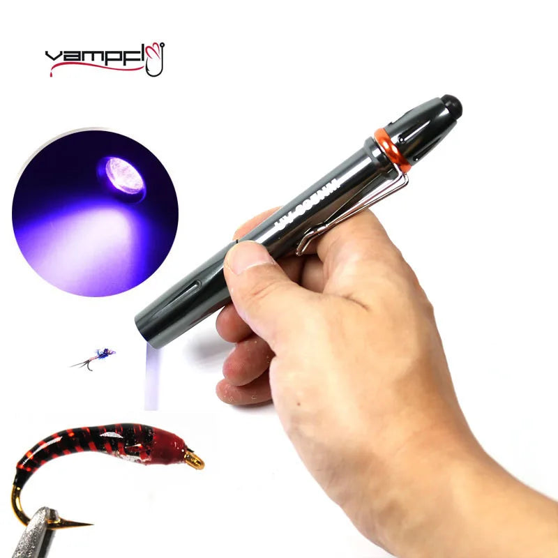Vampfly 1PCS Fishing Fly Tying Tool UV Glue Cure Ultra violet Light Buzzer Bug Nymph UV Glue Curing Lamp Torch