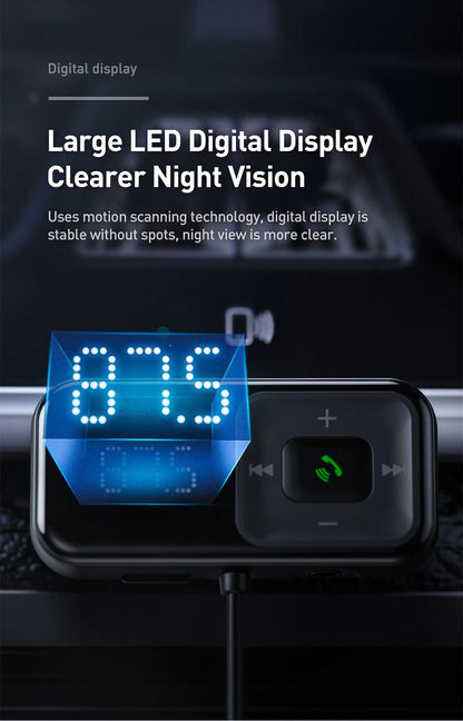 Transmisor modulador FM Baseus con Bluetooth 5.0, radio FM, cargador USB de 3,1 A, kit manos libres para coche, transmisor FM de audio auxiliar inalámbrico