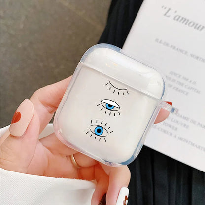Turkish Lucky Eye Blue Evil Clear Earphone Case for Airpods 1 2 3 4 4th Pro 1 2 Bluetooth Earphone Cover Soft Silicone Coque