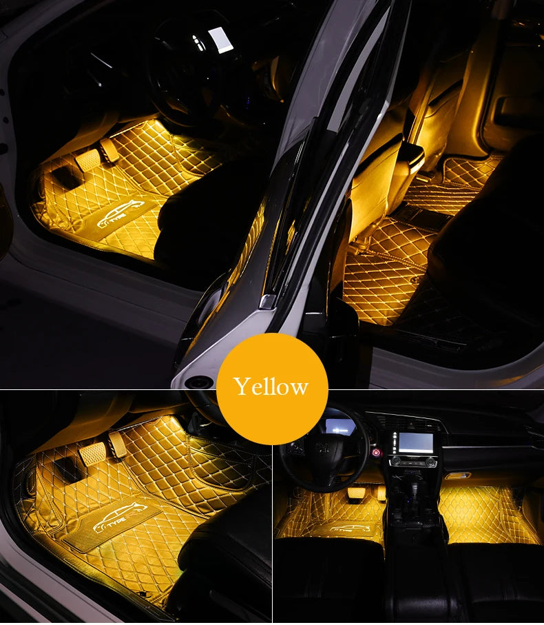 Universal Car Foot Led Atmosphere Light USB Music Voice Control Rhythm Lamp Car Interior  Decoration Car Modification