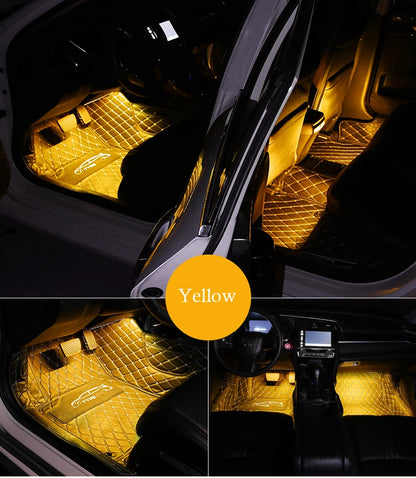 Universal Car Foot Led Atmosphere Light USB Music Voice Control Rhythm Lamp Car Interior  Decoration Car Modification
