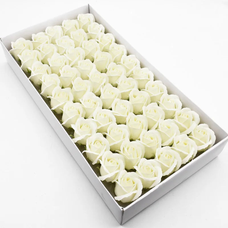 50 Pieces 5 CM Artificial soap flower Wedding Home decoration accessories Diy Festival Candy box Bath flower Scrapbooking Brooch