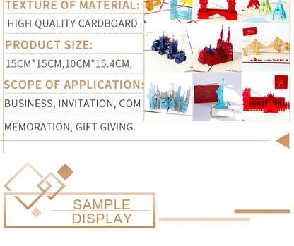3D Pop UP Invitations Card 3D Paper World Attractions Birthday Greeting Cards 3D Tourist Postcard Save The Date Boy Gift Card