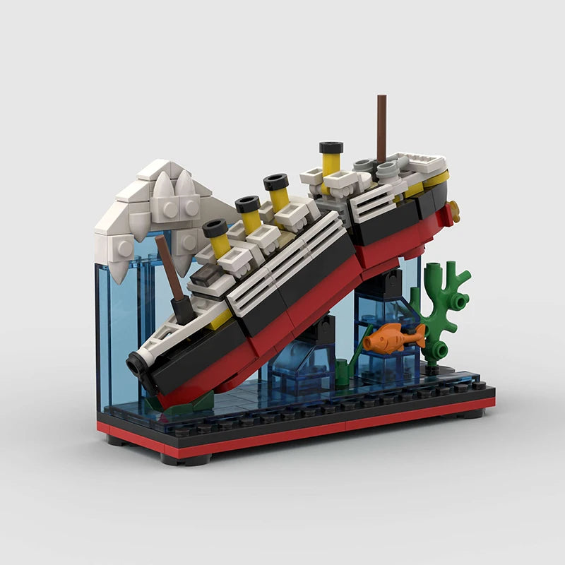 RMS Cruise Sank Titanic Break In Half With Case Model Sets Ship Building Blocks MOC Shipwreck Boat Construction Kid Toys Gifts