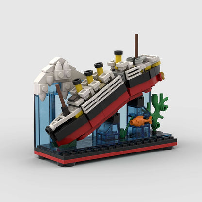 RMS Cruise Sank Titanic Break In Half With Case Model Sets Ship Building Blocks MOC Shipwreck Boat Construction Kid Toys Gifts