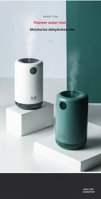 Humidificador de aire ultrasónico inalámbrico, 500 ml, 2000 mAh, portátil, difusor de niebla aromática, batería de larga duración, humidificador de aromaterapia