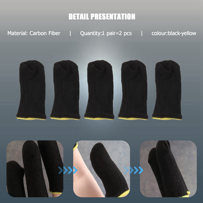 Fundas para dedos de fibra de carbono de 18 pines para juegos móviles PUBG, fundas para dedos con pantalla de contacto, color negro y amarillo (12 piezas)