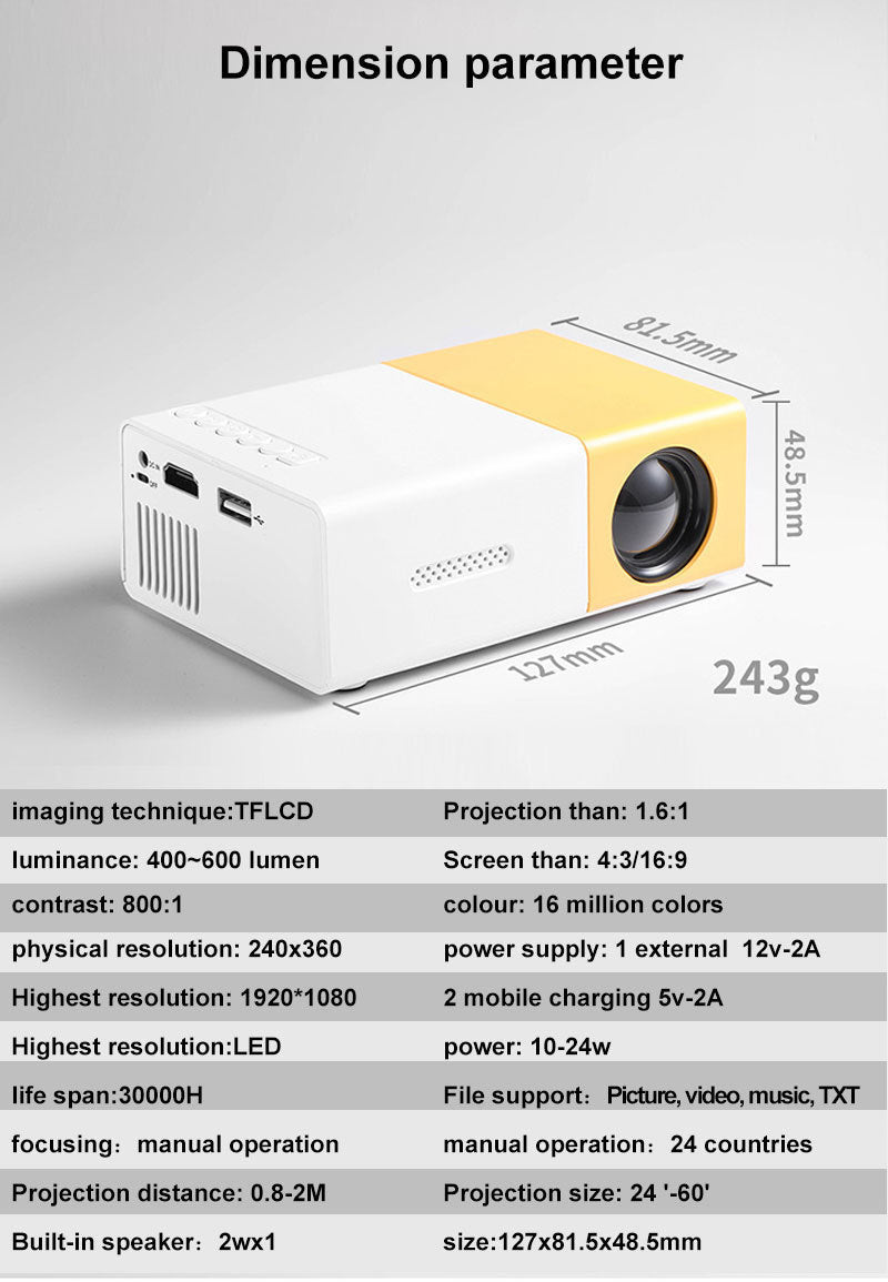 Miniproyector Xiaomi YG300, portátil, para cine en casa, Smart TV, proyector láser, cine 3D, LED, vídeo, películas 4K HD a través del puerto HD