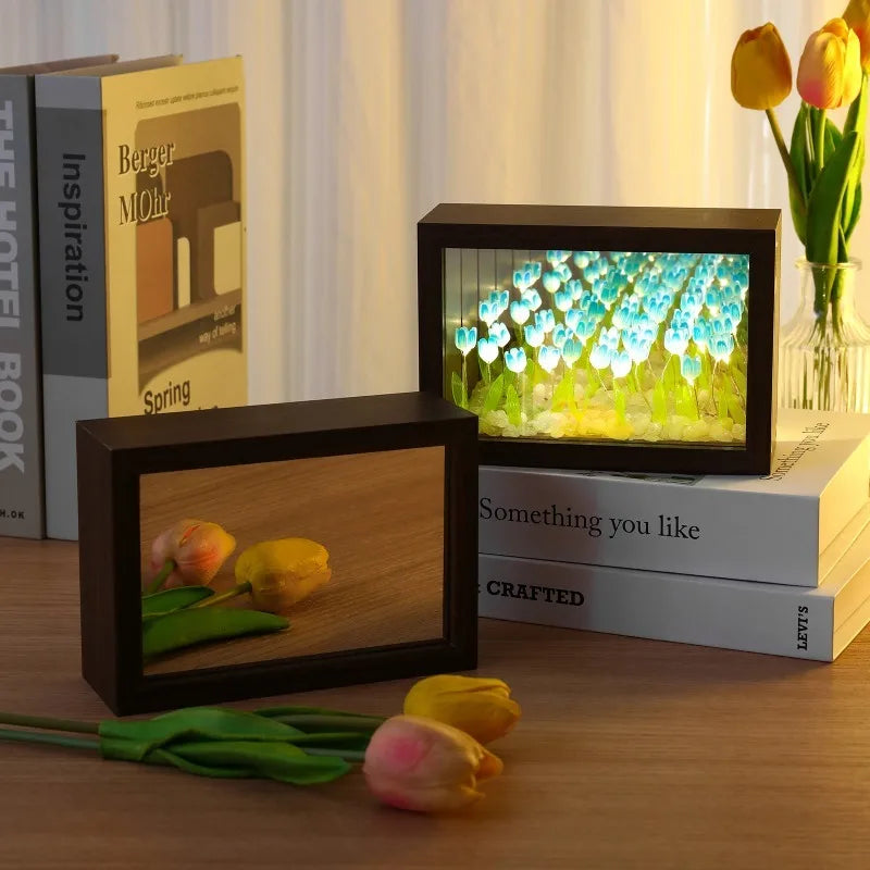20PCS Tulip Nightlight Handmade DIY Photo Frame Huahai Home Decoration Atmosphere Lamp Valentine's Day Christmas Birthday Gift