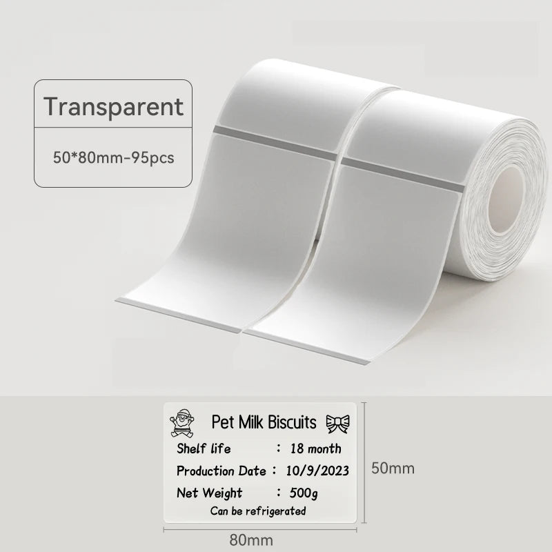 Thermal Transparent Label Sticker for NiiMbot B1/B21/B3S/B31 Printer Anti-Oil Waterproof Tear-Resistant Label Paper
