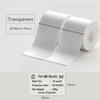 Thermal Transparent Label Sticker for NiiMbot B1/B21/B3S/B31 Printer Anti-Oil Waterproof Tear-Resistant Label Paper