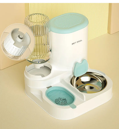 Comedero automático para gatos, cuenco de comida para gatos de gran capacidad con fuente de agua, dispensador para perros pequeños y gatos, contenedor de almacenamiento de alimentos
