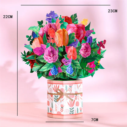 Tarjeta de felicitación emergente con flores en 3D para cumpleaños, día de la madre, día del padre, graduación, aniversario de bodas, mejórate pronto, simpatía