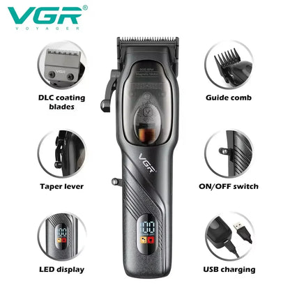 VGR Original Barber Professional Hair Clipper Beard Hair Trimmer For Men Electric Adjustable Haircut Machine Rechargeable V-269