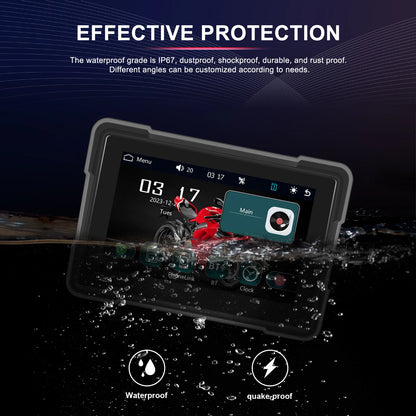 Podofo 5" Moniteur de moto Carplay Écran intelligent de voiture Portable Moto Sans fil Android Auto Navigation GPS IPX7