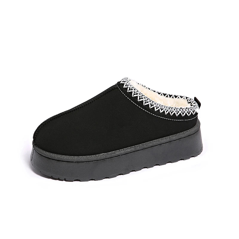 2024 Winter New Snow Boots for Women Cashmere Warm Thick Soles Without Heel-covered Hair Half Slipper Cotton Shoes for Women