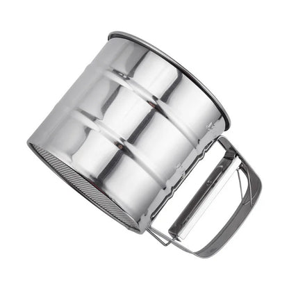 Stainless Steel Flour Sifter Powder Sieve Handheld Flour Sifter Powder Sieve Cup Double-Layer Hand Filter Powder Sieve Hand-Cran